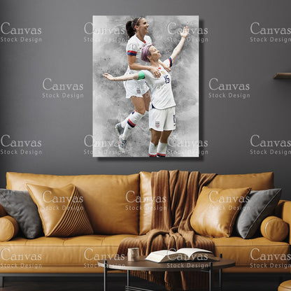 Alex Morgan & Megan Rapinoe Canvas Frame, Kids Wall Decor, Soccer Fan, Man Cave Gift for Him - Her, Sports Canvas Wall Art