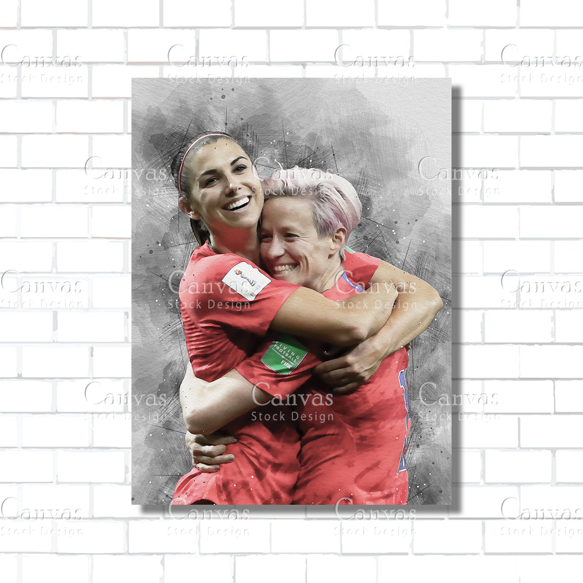 Alex Morgan & Megan Rapinoe Canvas Frame, Kids Wall Decor, Soccer Fan, Man Cave Gift for Him - Her, Sports Canvas Wall Art