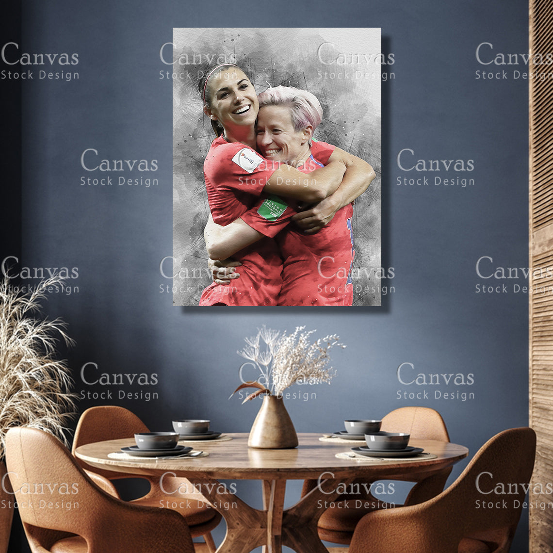 Alex Morgan & Megan Rapinoe Canvas Frame, Kids Wall Decor, Soccer Fan, Man Cave Gift for Him - Her, Sports Canvas Wall Art