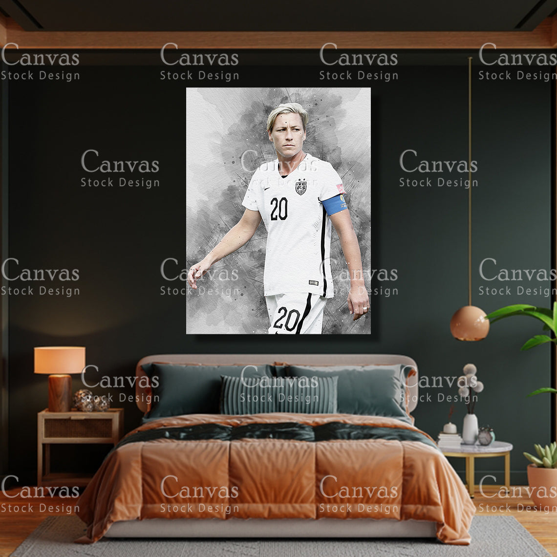 Abby Wambach Canvas Frame, Kids Wall Decor, Soccer Fan, Man Cave Gift for Him - Her, Sports Canvas Wall Art