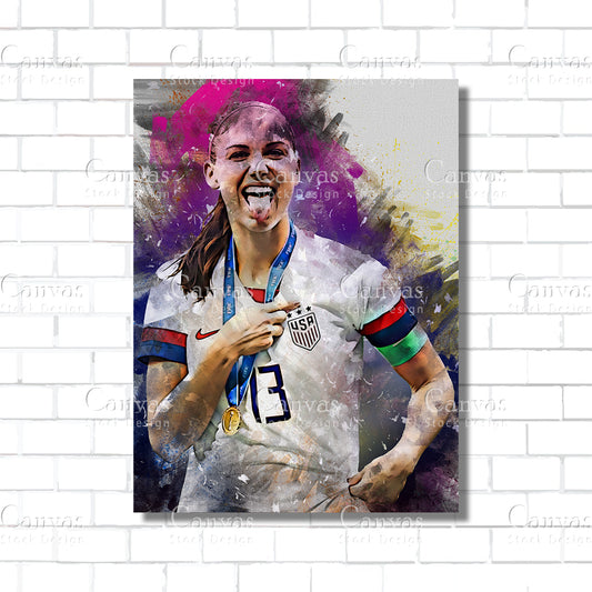 Alex Morgan Poster, Kids Wall Decor, Soccer Fan, Man Cave Gift for Him - Her, Sports Canvas Wall Art