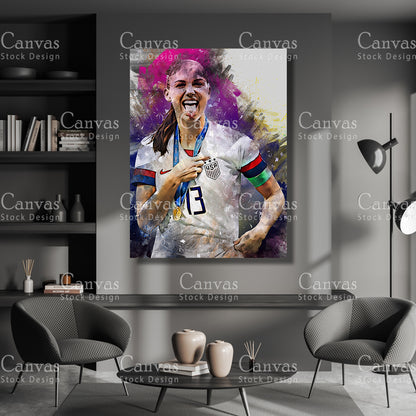 Alex Morgan Poster, Kids Wall Decor, Soccer Fan, Man Cave Gift for Him - Her, Sports Canvas Wall Art