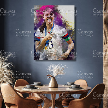 Alex Morgan Poster, Kids Wall Decor, Soccer Fan, Man Cave Gift for Him - Her, Sports Canvas Wall Art