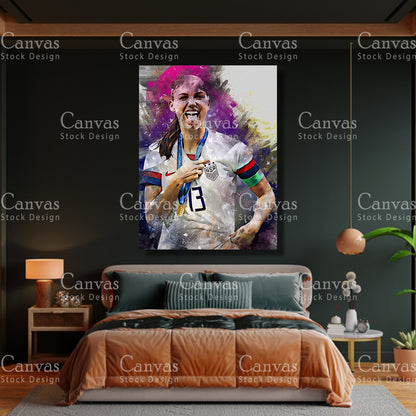 Alex Morgan Poster, Kids Wall Decor, Soccer Fan, Man Cave Gift for Him - Her, Sports Canvas Wall Art