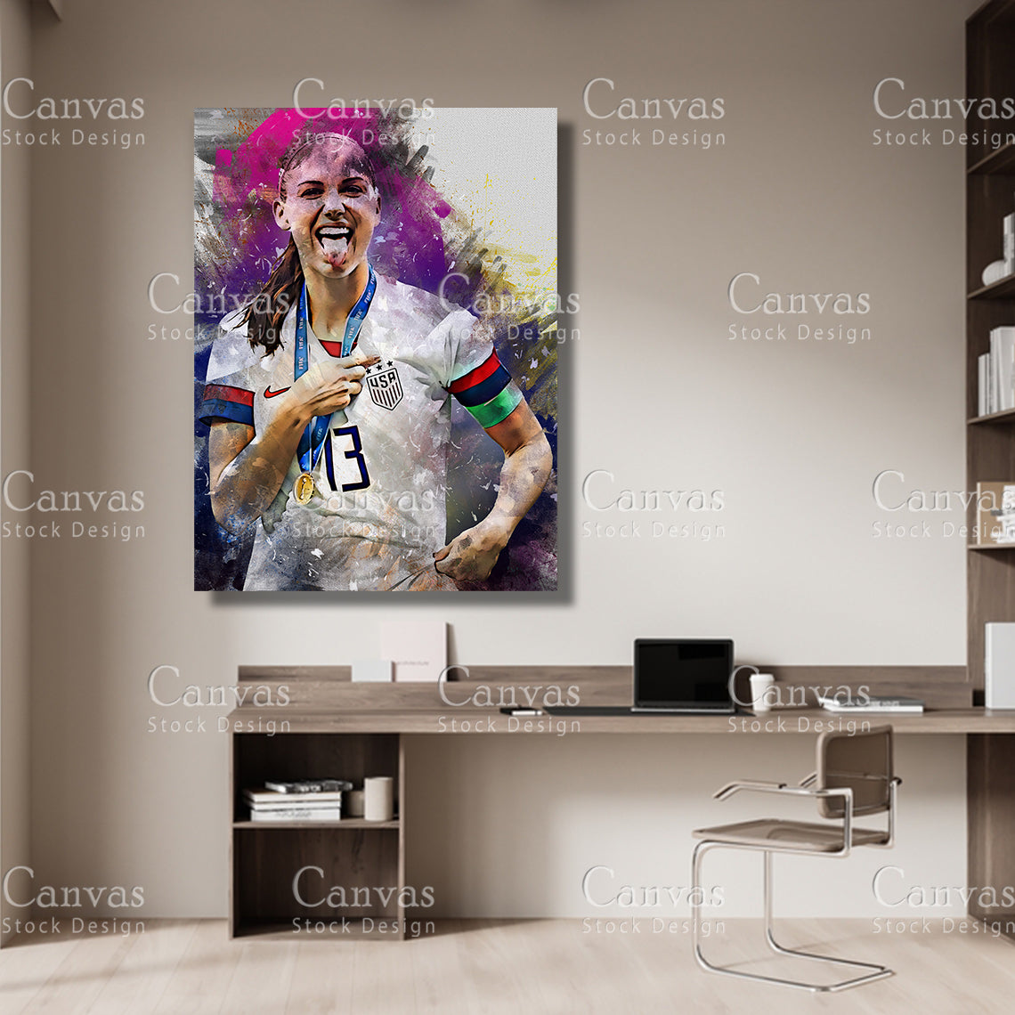 Alex Morgan Poster, Kids Wall Decor, Soccer Fan, Man Cave Gift for Him - Her, Sports Canvas Wall Art