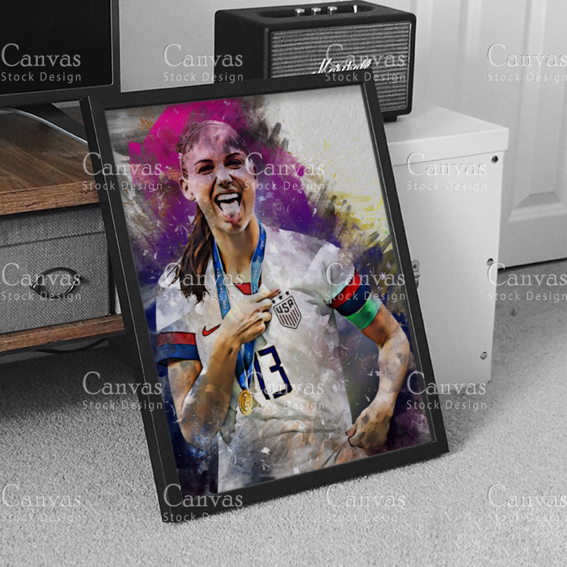 Alex Morgan Poster, Kids Wall Decor, Soccer Fan, Man Cave Gift for Him - Her, Sports Canvas Wall Art