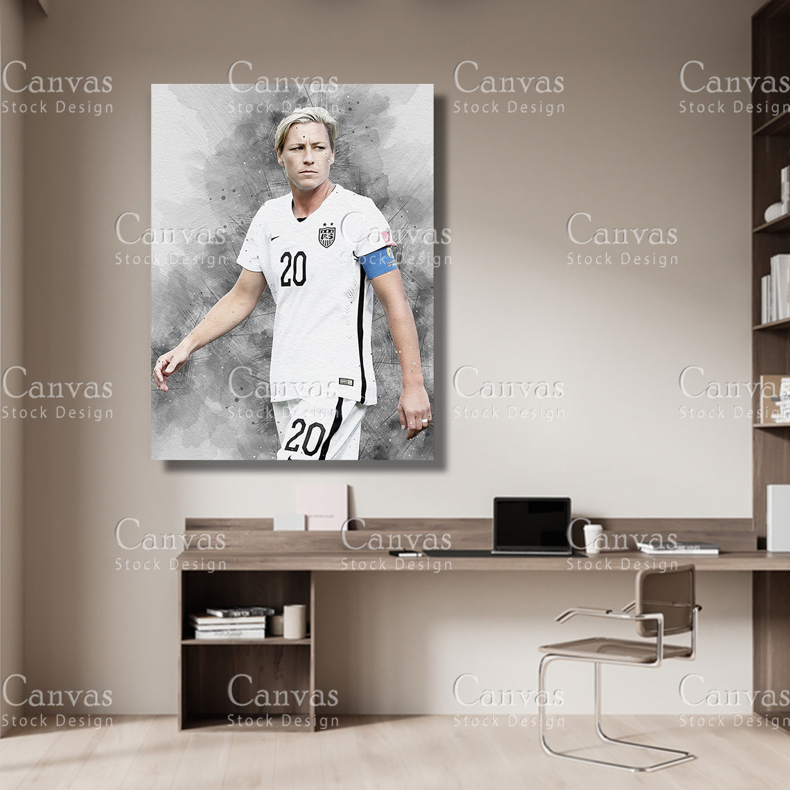 Abby Wambach Canvas Frame, Kids Wall Decor, Soccer Fan, Man Cave Gift for Him - Her, Sports Canvas Wall Art