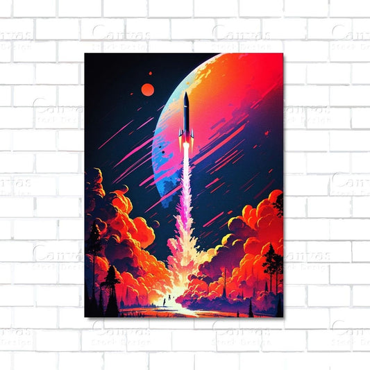 Space Journey canvas wall art – galaxy and planet print for sci-fi and astronomy fans