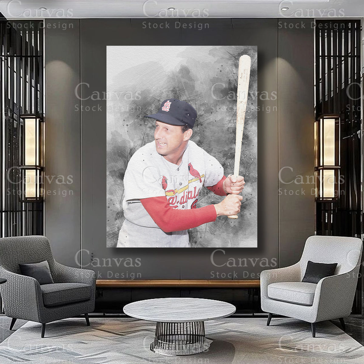 Stan Musial baseball wall decor for a sports themed room