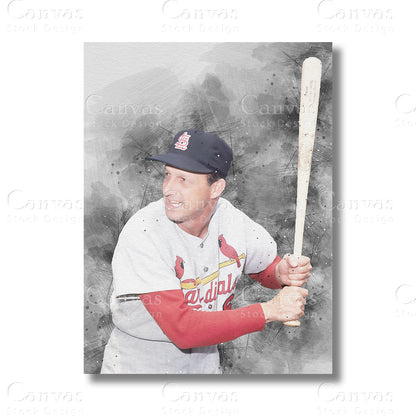 Stan Musial canvas wall art for classic baseball fans