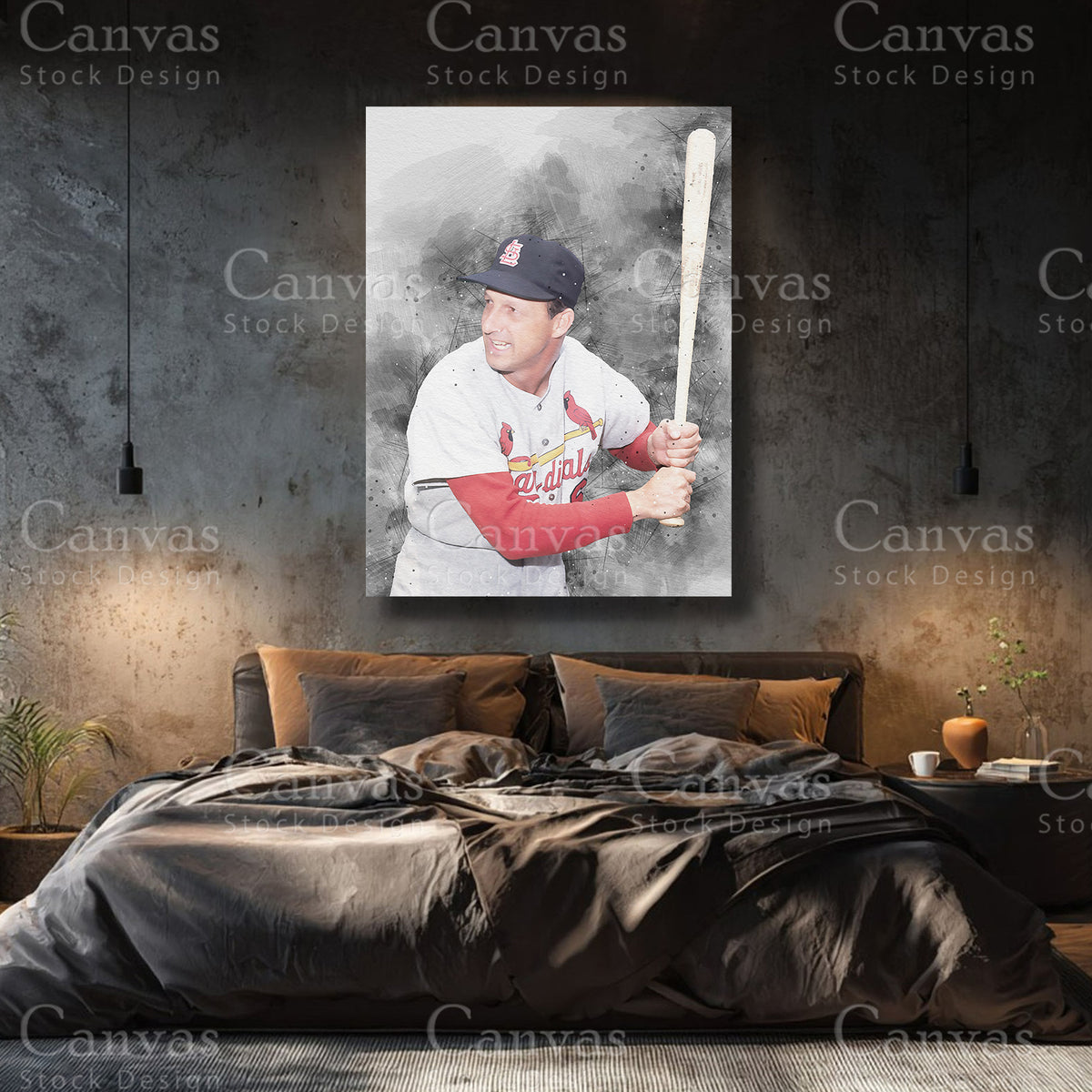 Stan Musial canvas wall artwork for a baseball fan collection