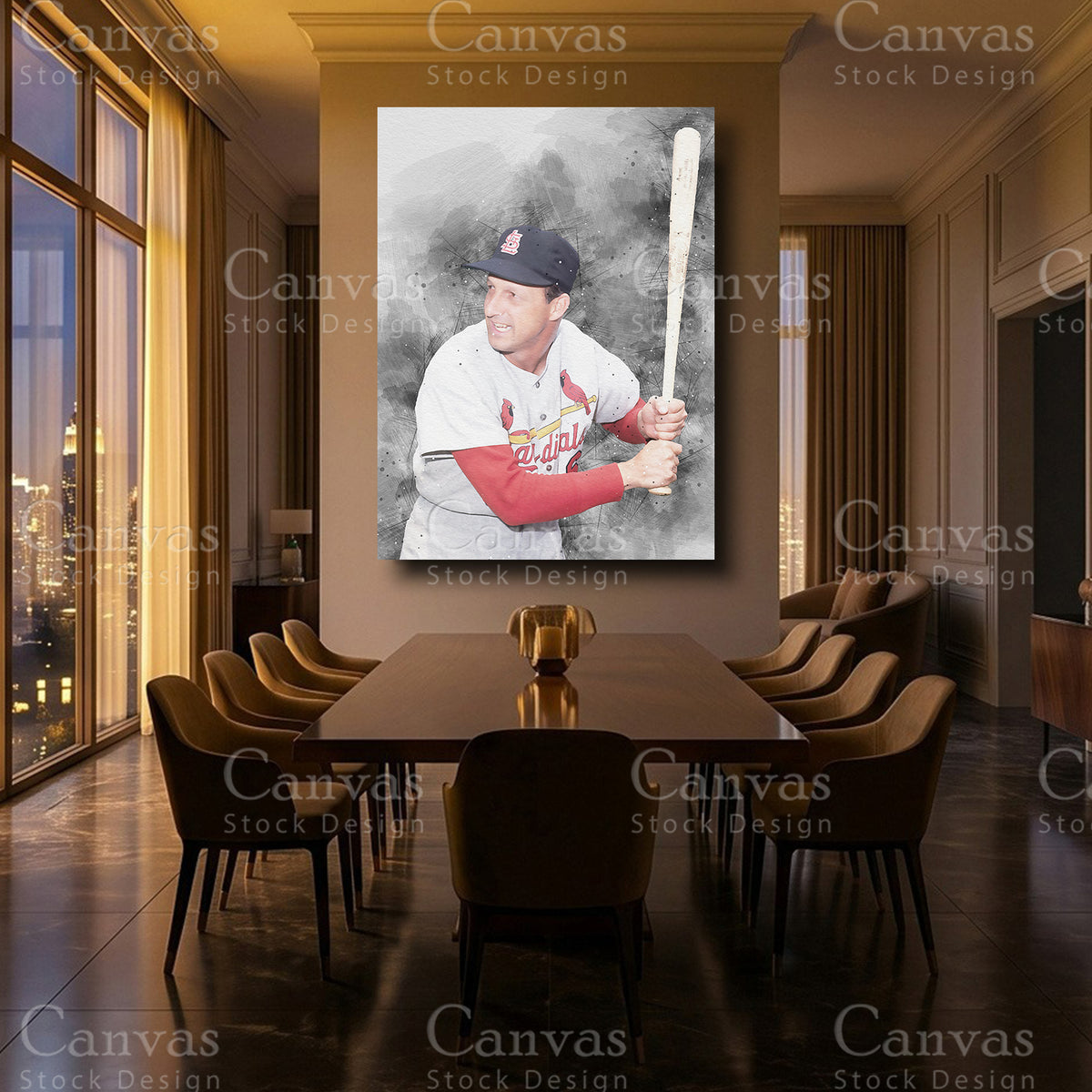 Stan Musial sports wall print for a home office