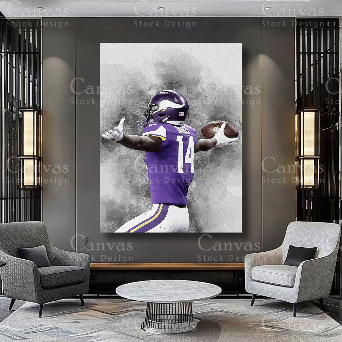 Stefon Diggs athlete artwork on premium canvas