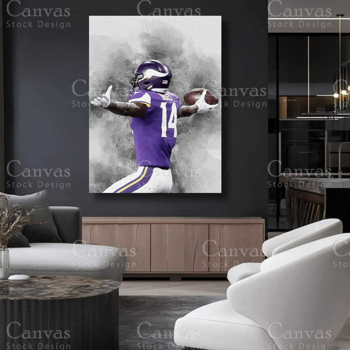 Stefon Diggs statement football canvas artwork