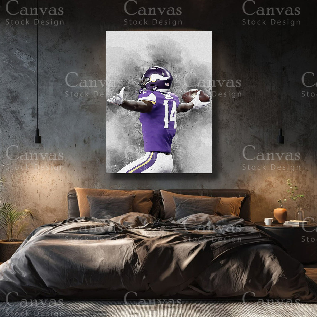 Stefon Diggs premium NFL canvas with black floating frame