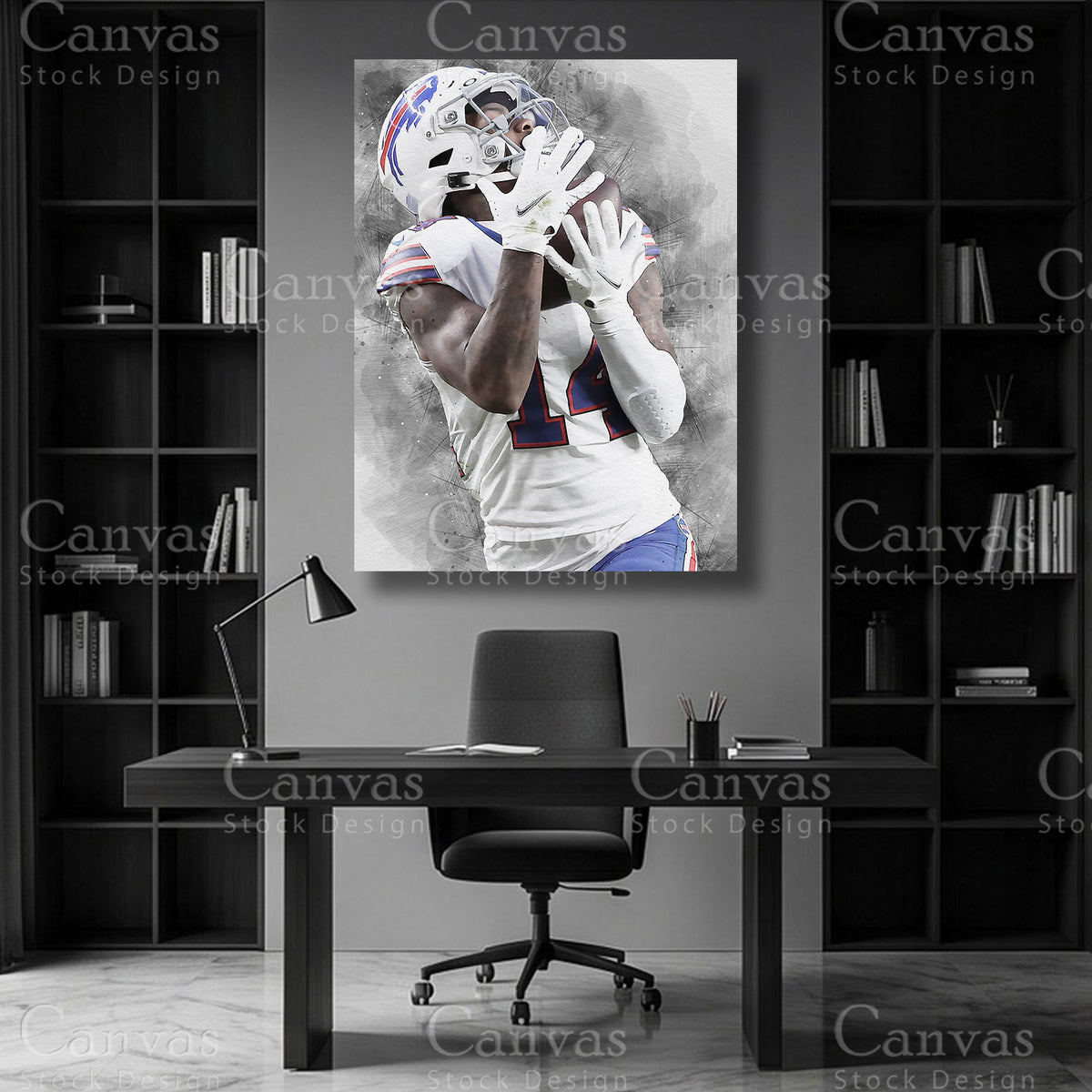 Stefon Diggs football player wall artwork