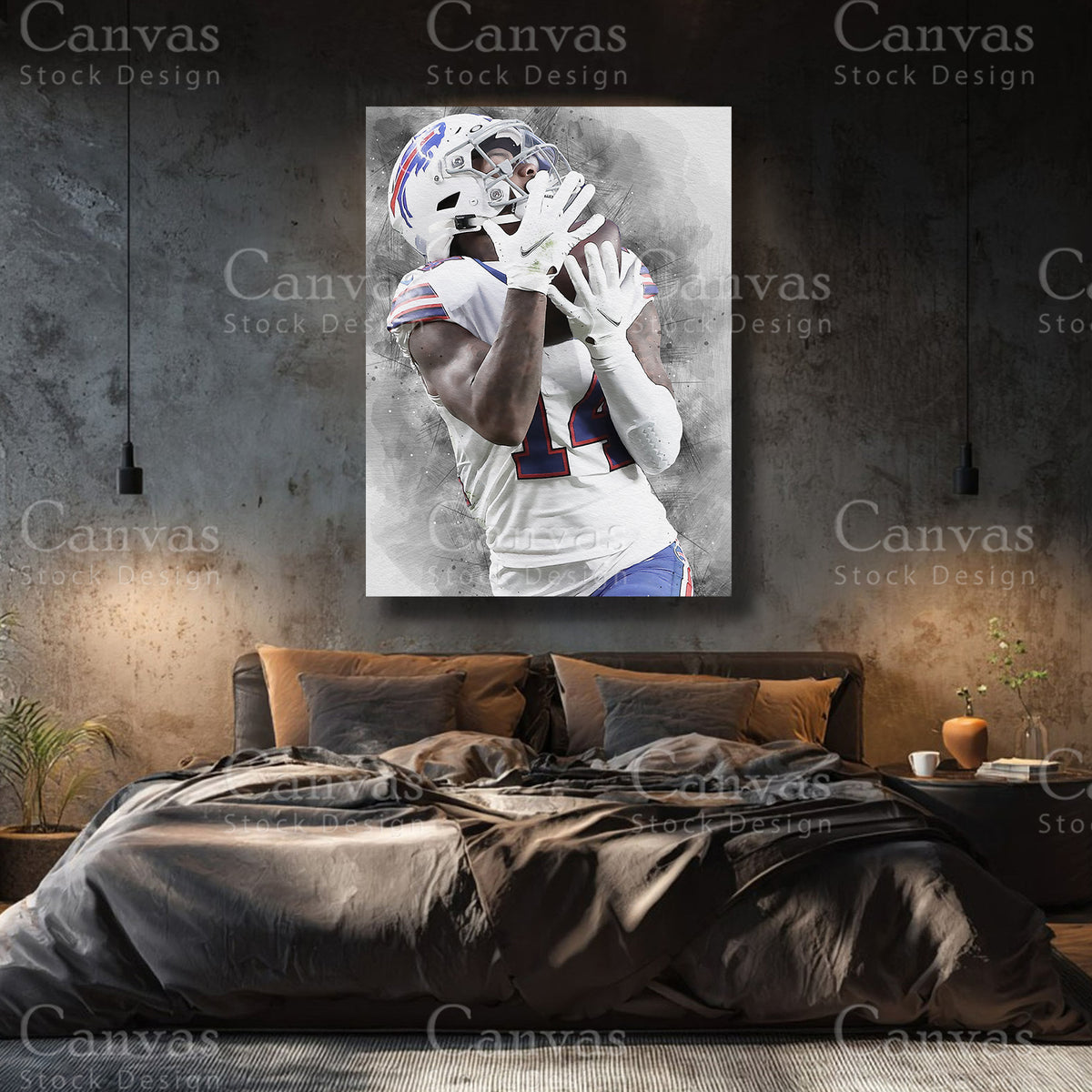 Stefon Diggs canvas wall art with black floating frame