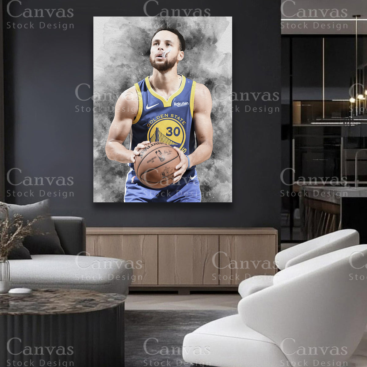 Stephen Curry NBA artwork with black floating frame