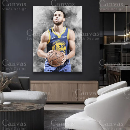 Stephen Curry NBA artwork with black floating frame