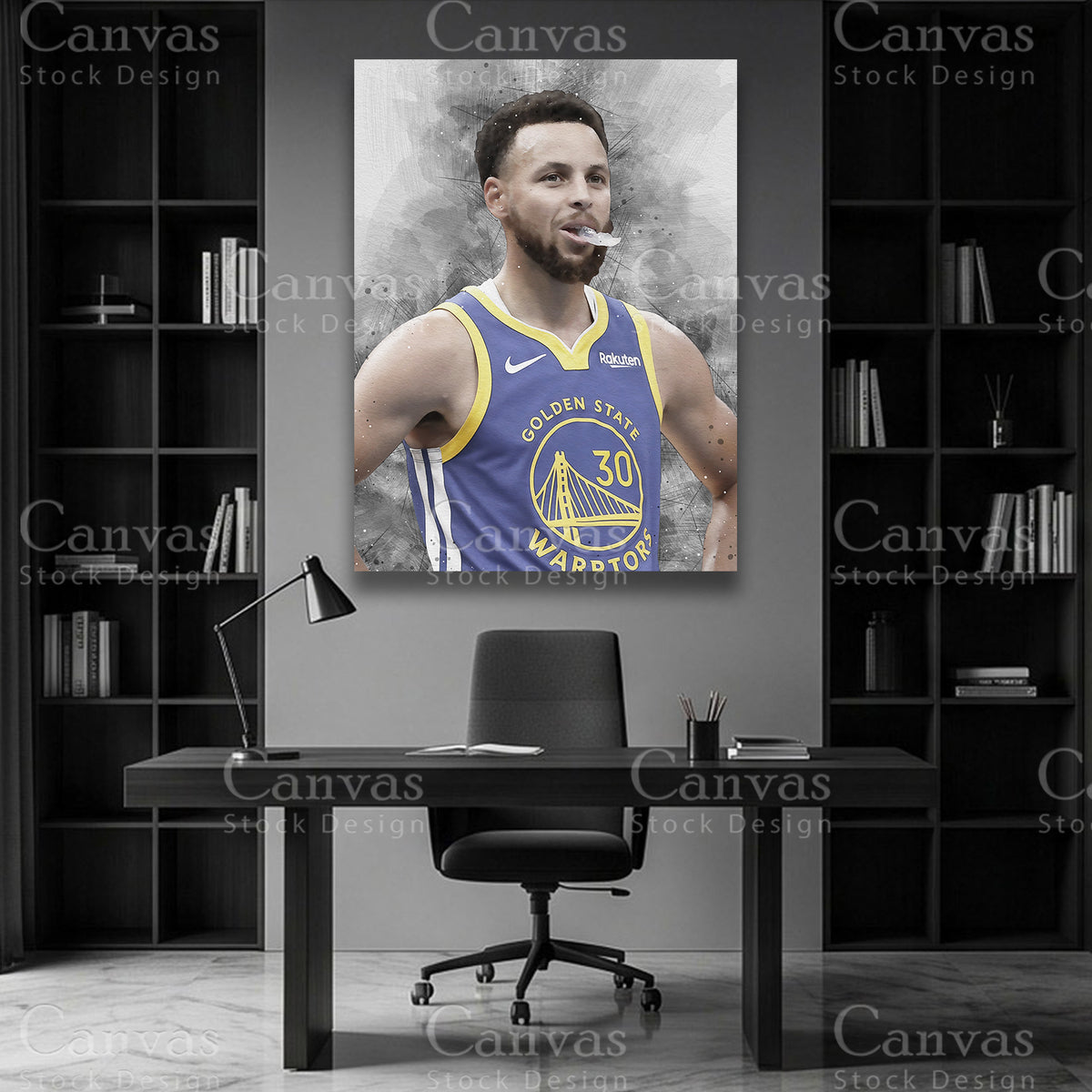 Stephen Curry basketball wall art on premium canvas