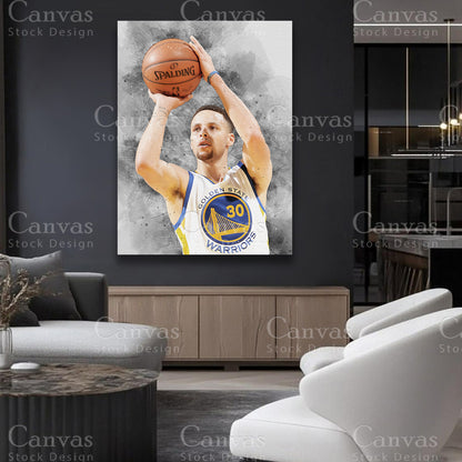 Stephen Curry premium matte cotton canvas art