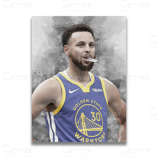Stephen Curry signature basketball canvas wall art