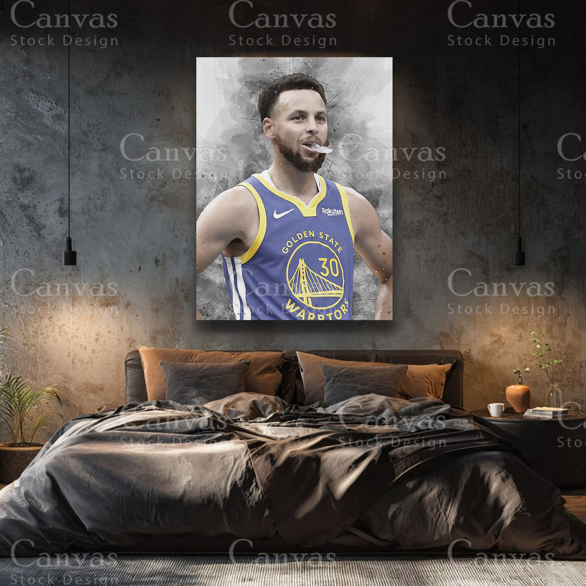 Stephen Curry sports canvas art for modern interiors