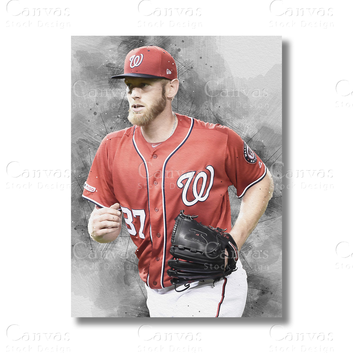 Stephen Strasburg canvas wall art for MLB baseball fans