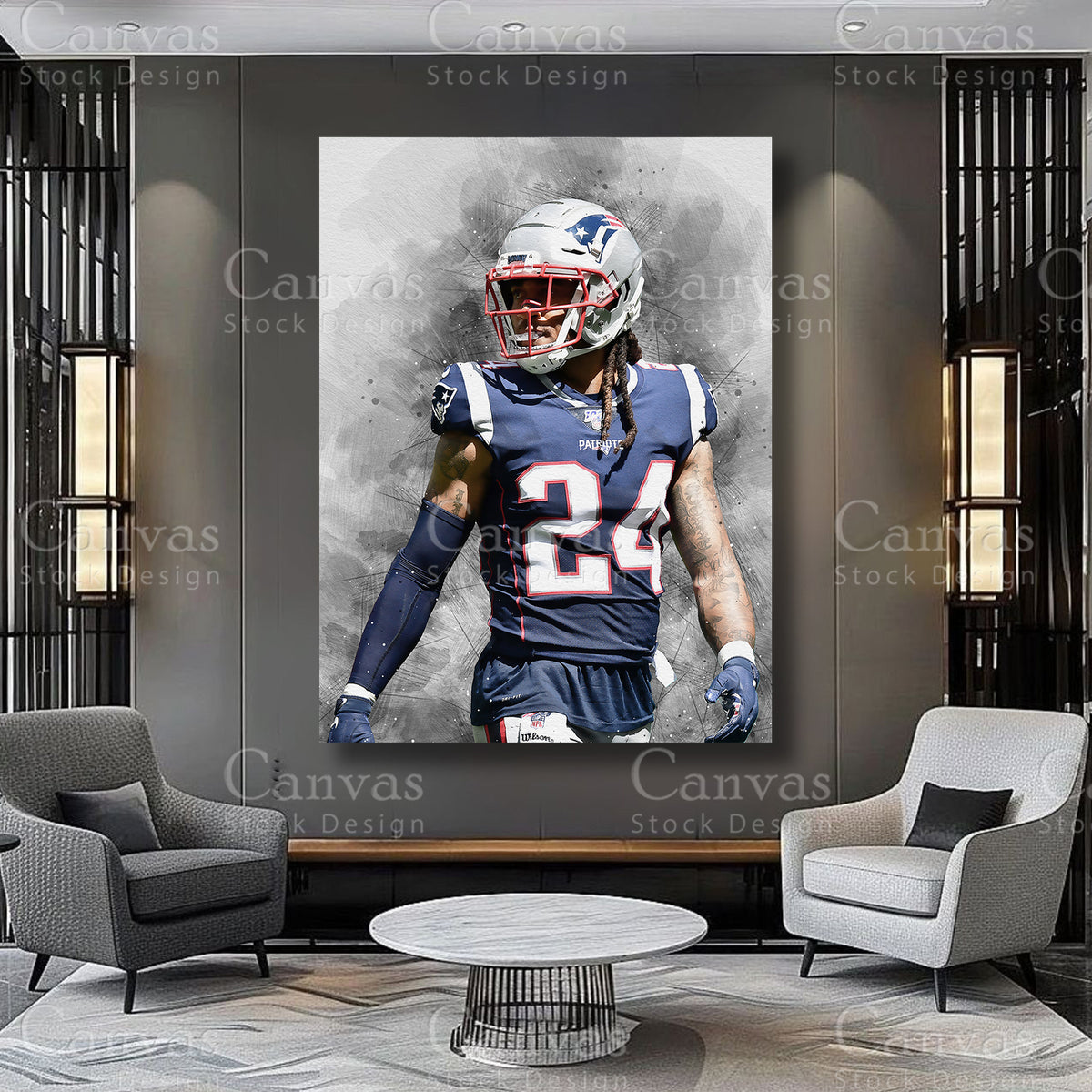 Stephon Gilmore defensive athlete canvas artwork