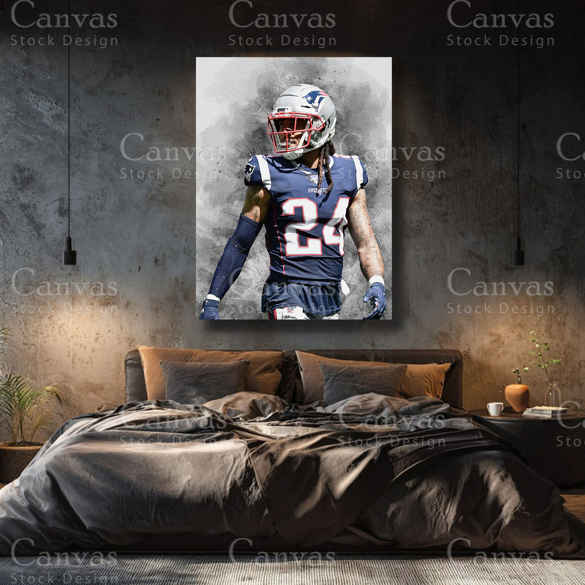 Stephon Gilmore premium canvas with black floating frame