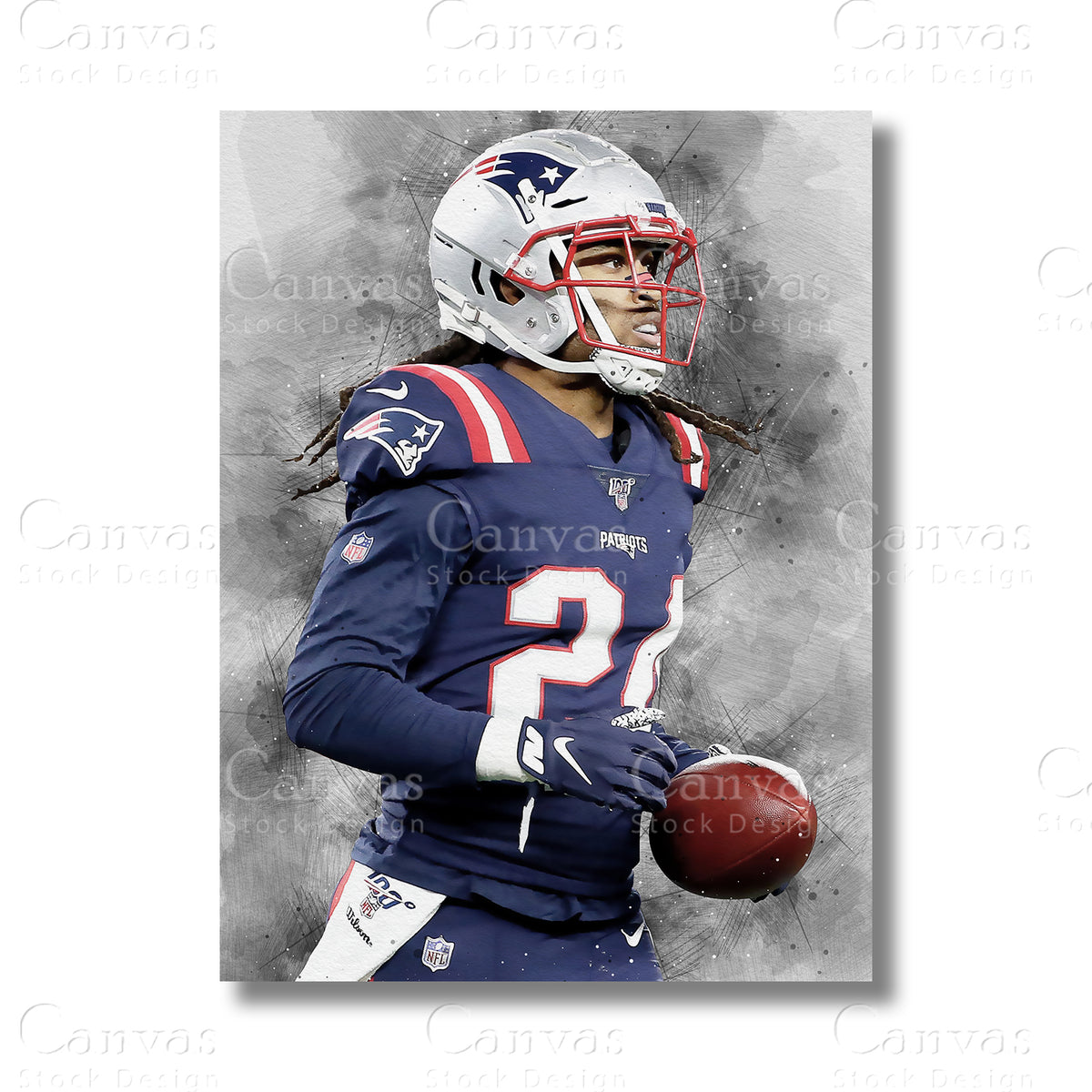 Stephon Gilmore Premier Football Canvas Wall Art