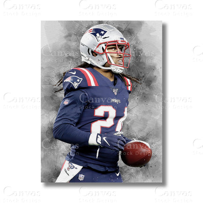 Stephon Gilmore Premier Football Canvas Wall Art