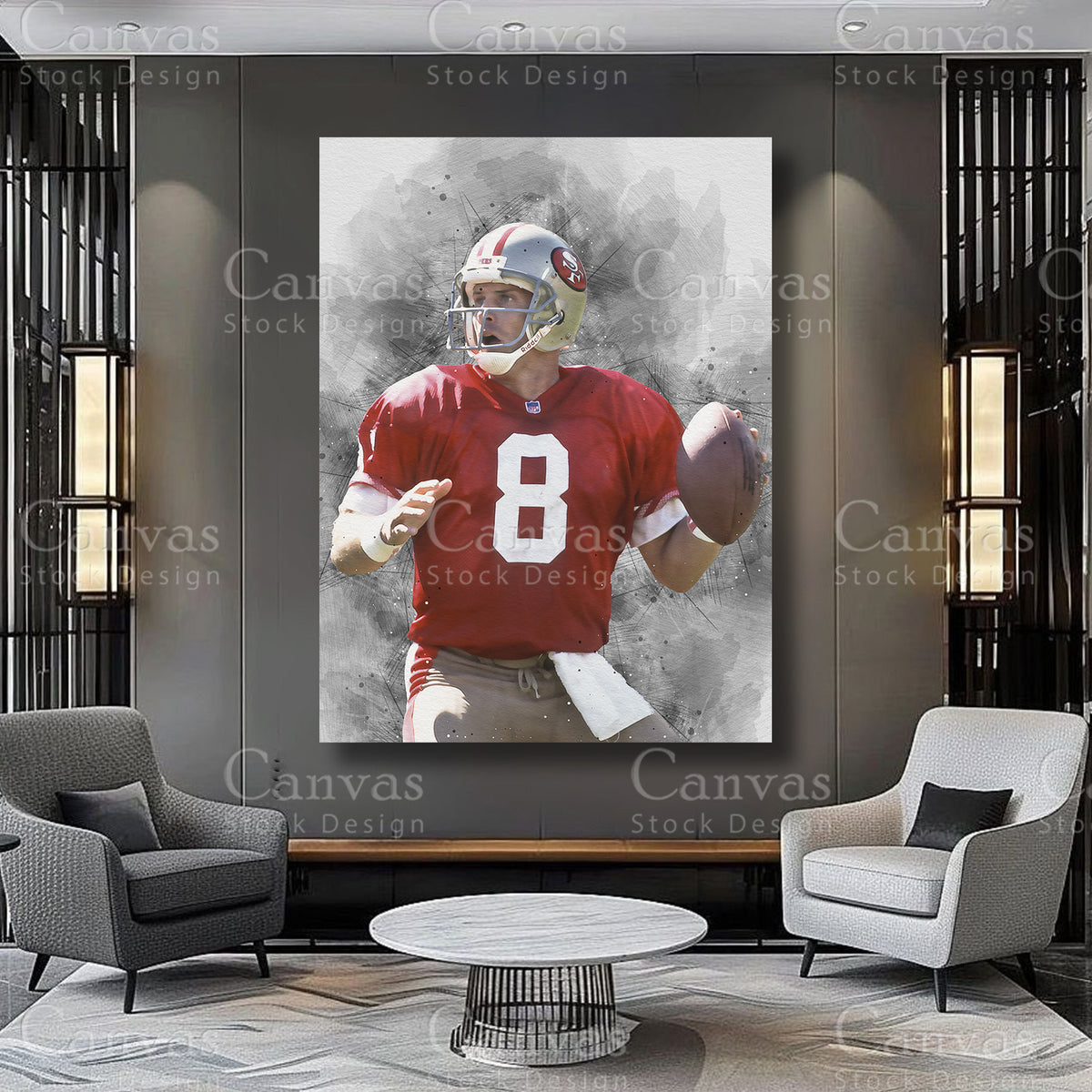 Steve Young football athlete artwork on canvas