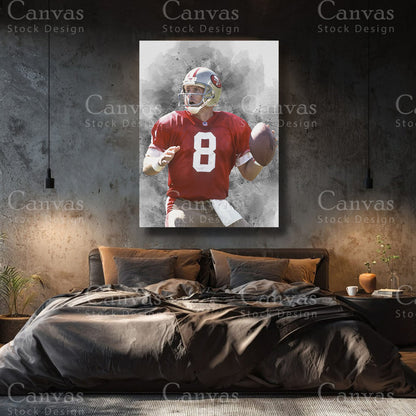 Steve Young NFL canvas with black floating frame