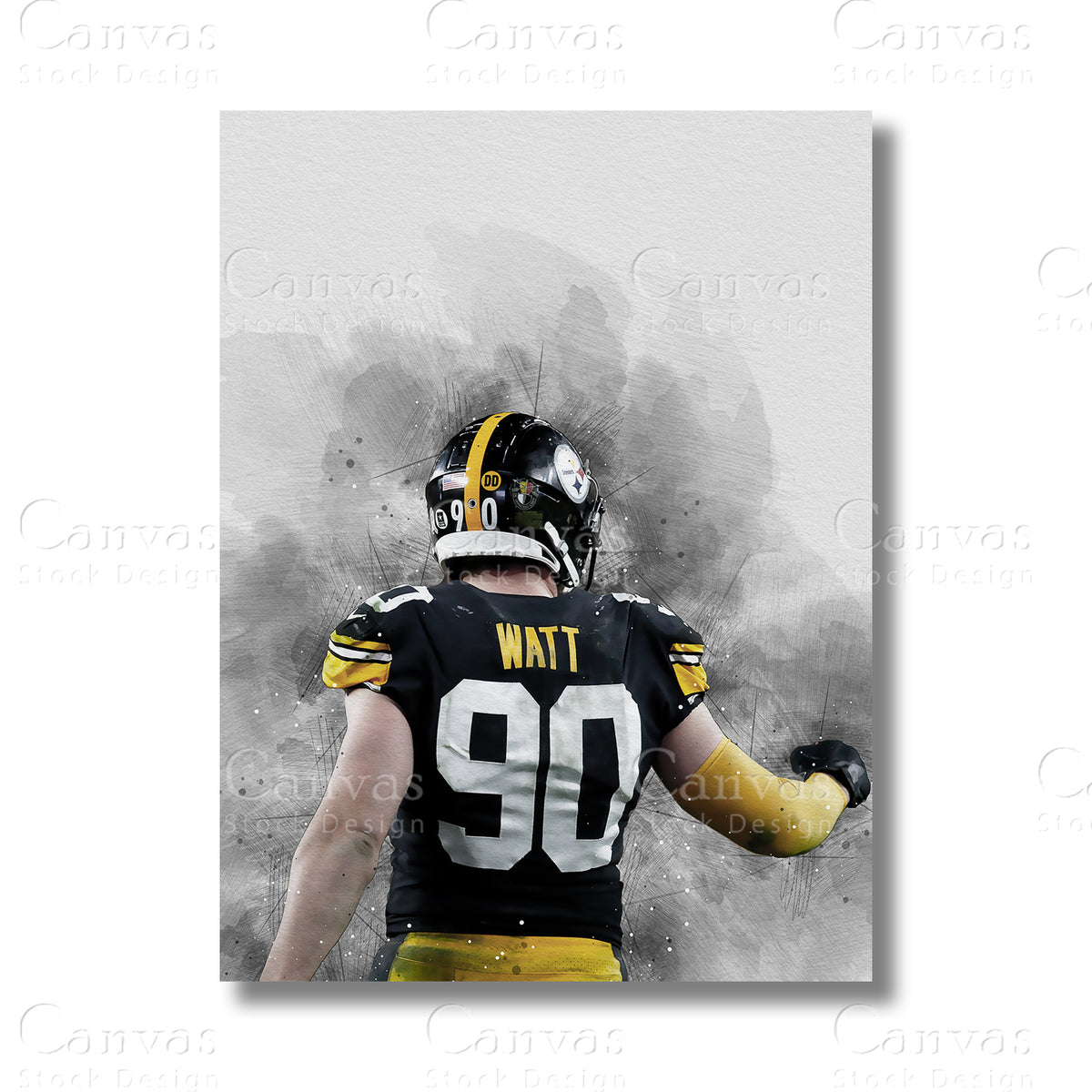 T.J. Watt Dominant Football Canvas Wall Art