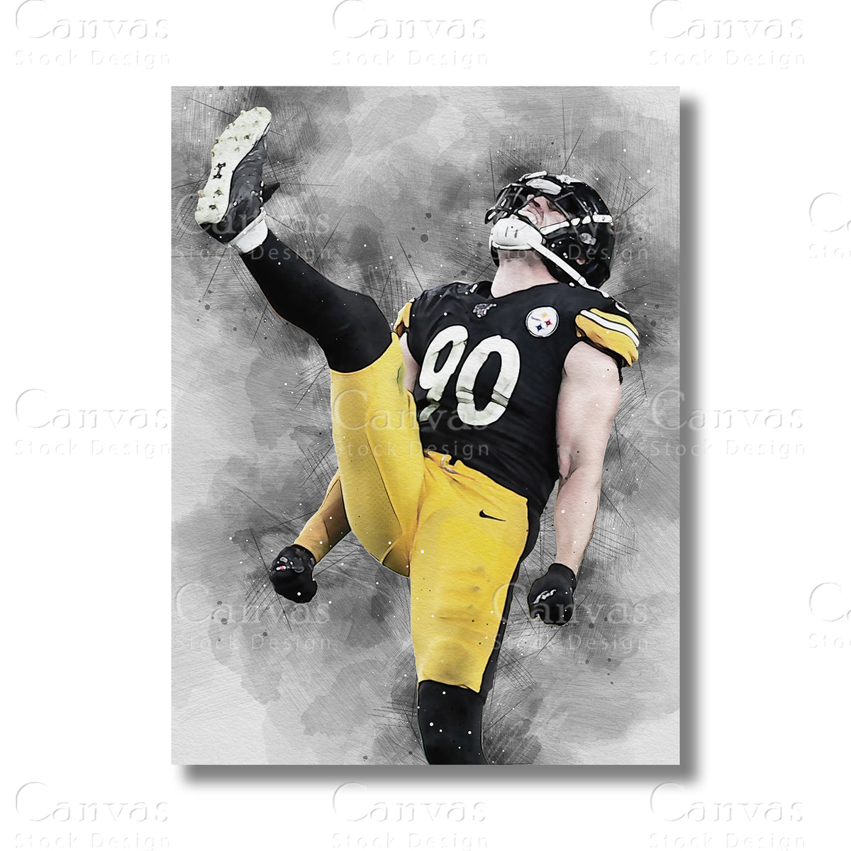T.J. Watt Elite NFL Canvas Wall Art