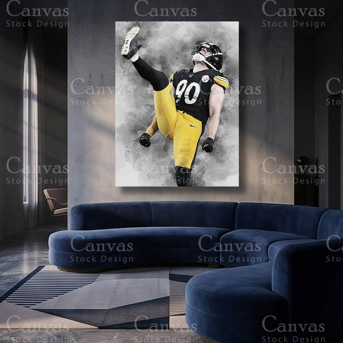 TJ Watt premium NFL canvas artwork