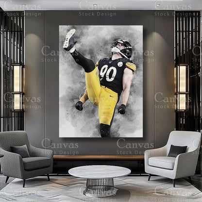 TJ Watt defensive football canvas artwork