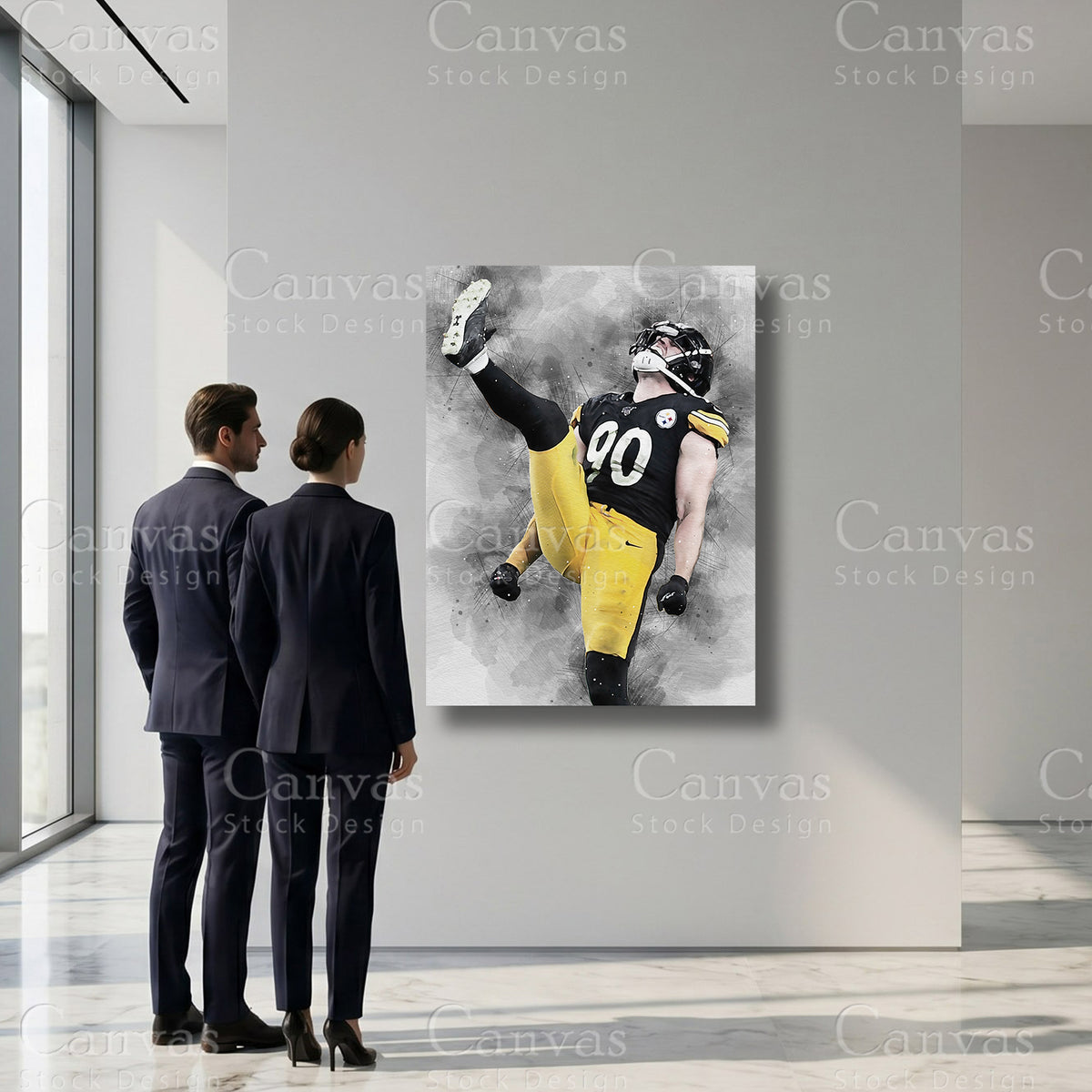 T.J. Watt athlete wall art on premium canvas