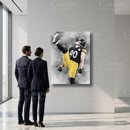 T.J. Watt athlete wall art on premium canvas