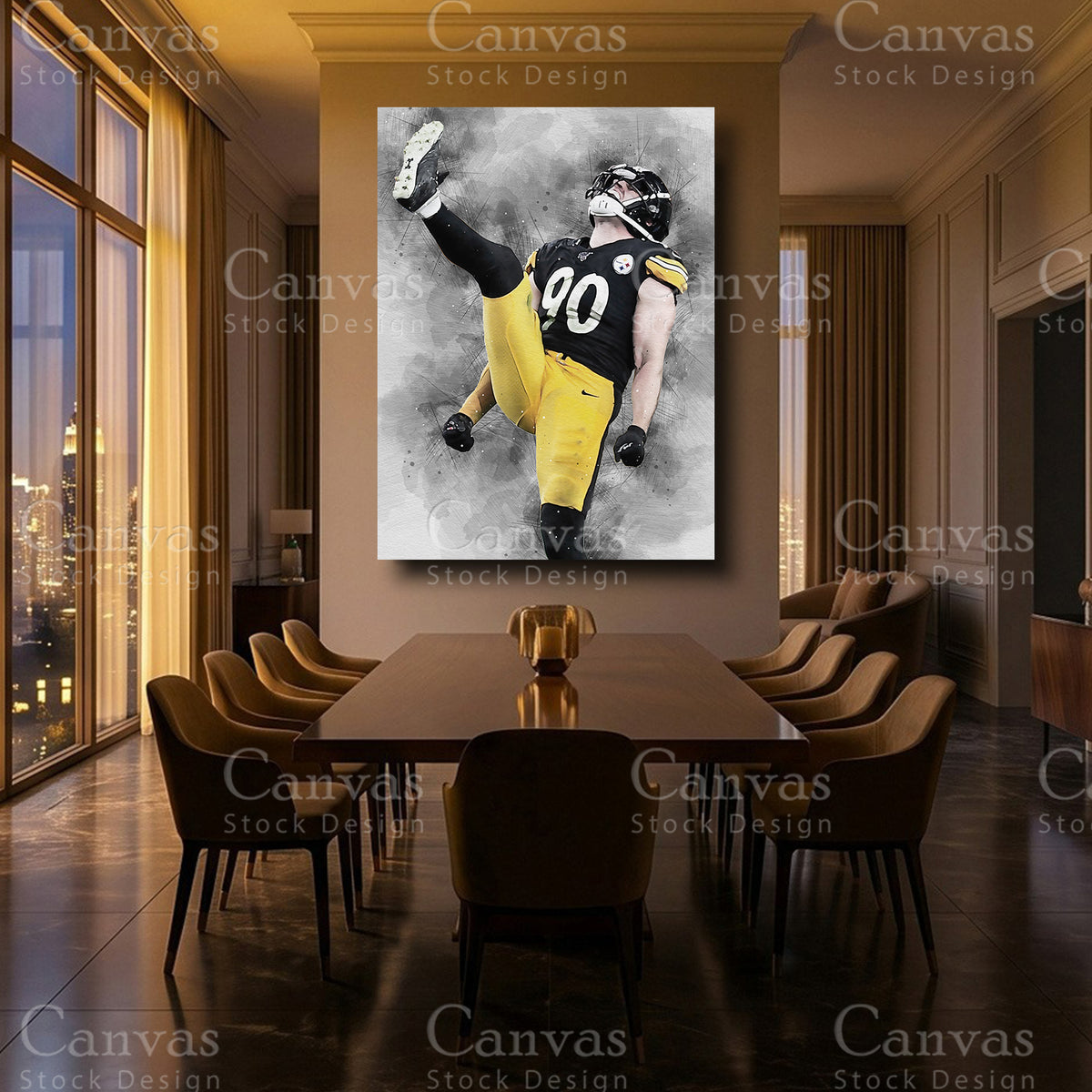 TJ Watt luxury NFL wall decor