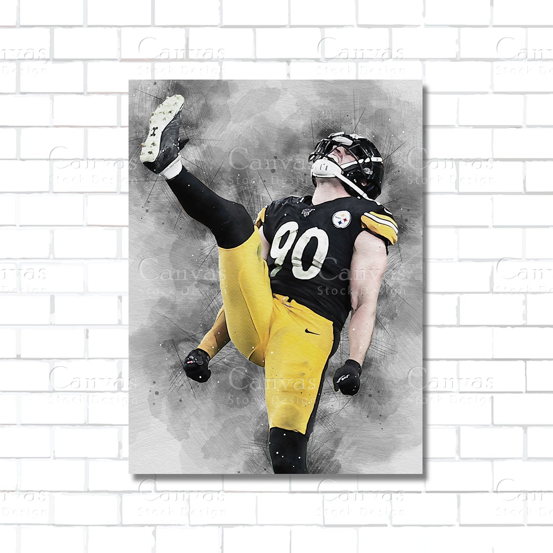 TJ Watt Canvas Wall Art – NFL Linebacker Poster