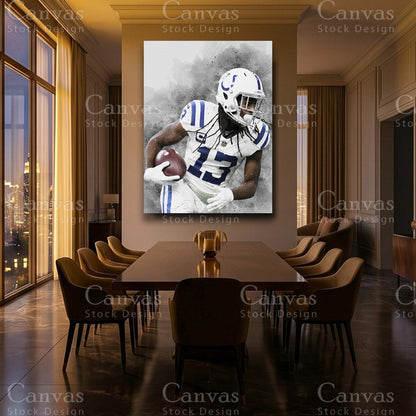 TY Hilton football wall art with black floating frame