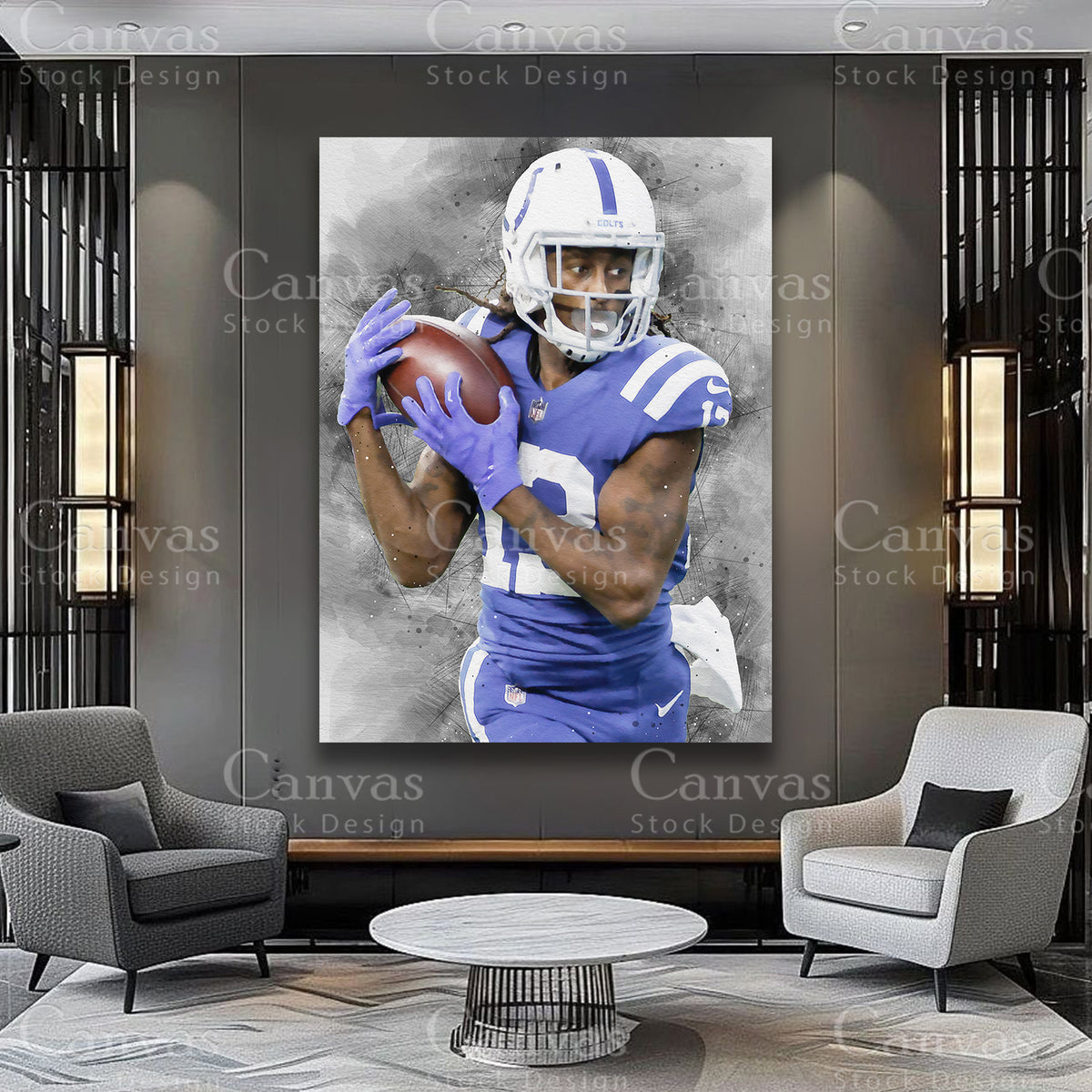 TY Hilton luxury football canvas artwork