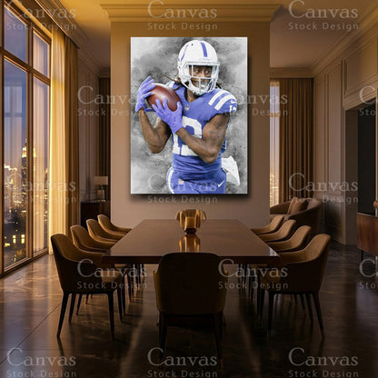 TY Hilton football canvas with black floating frame