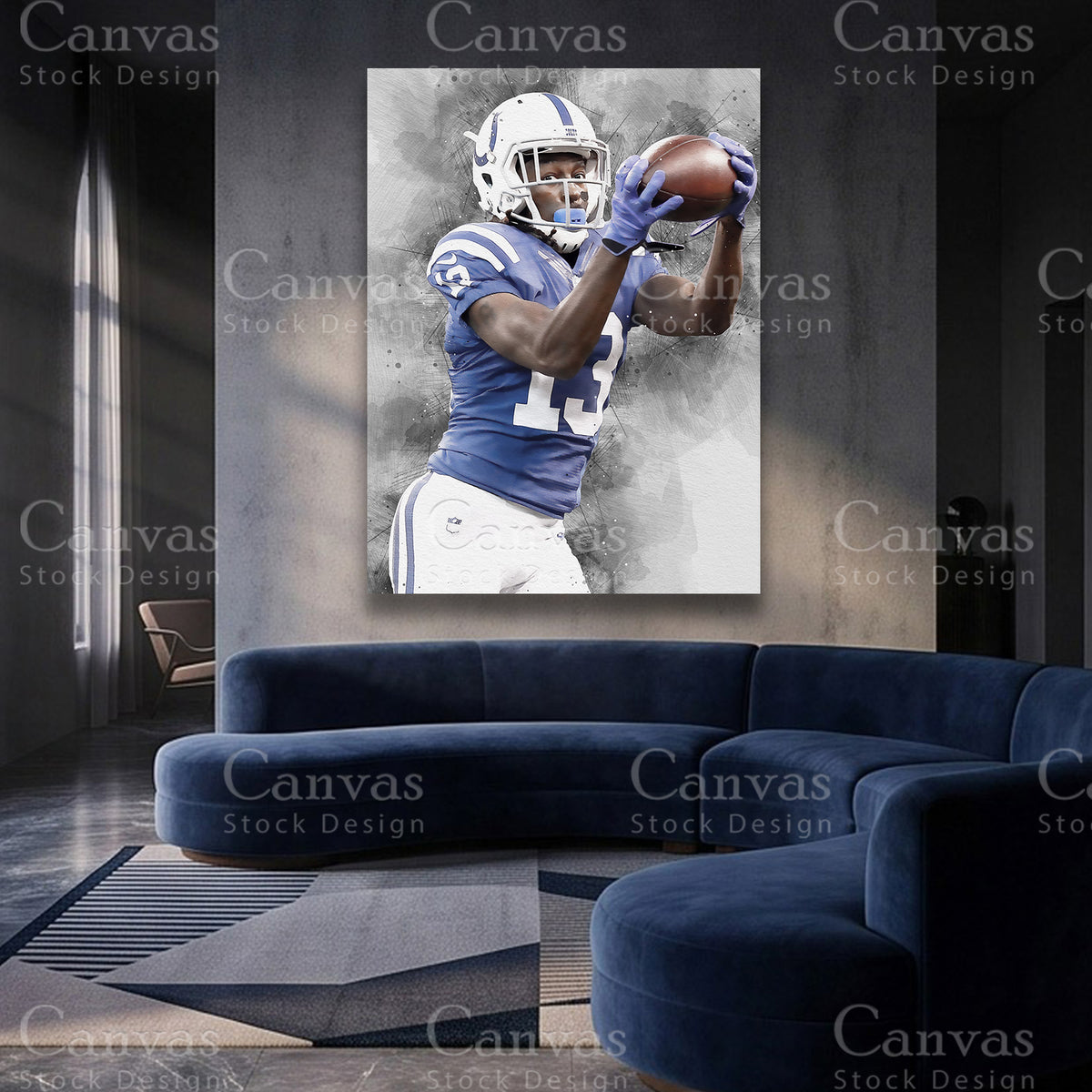 TY Hilton football canvas wall art