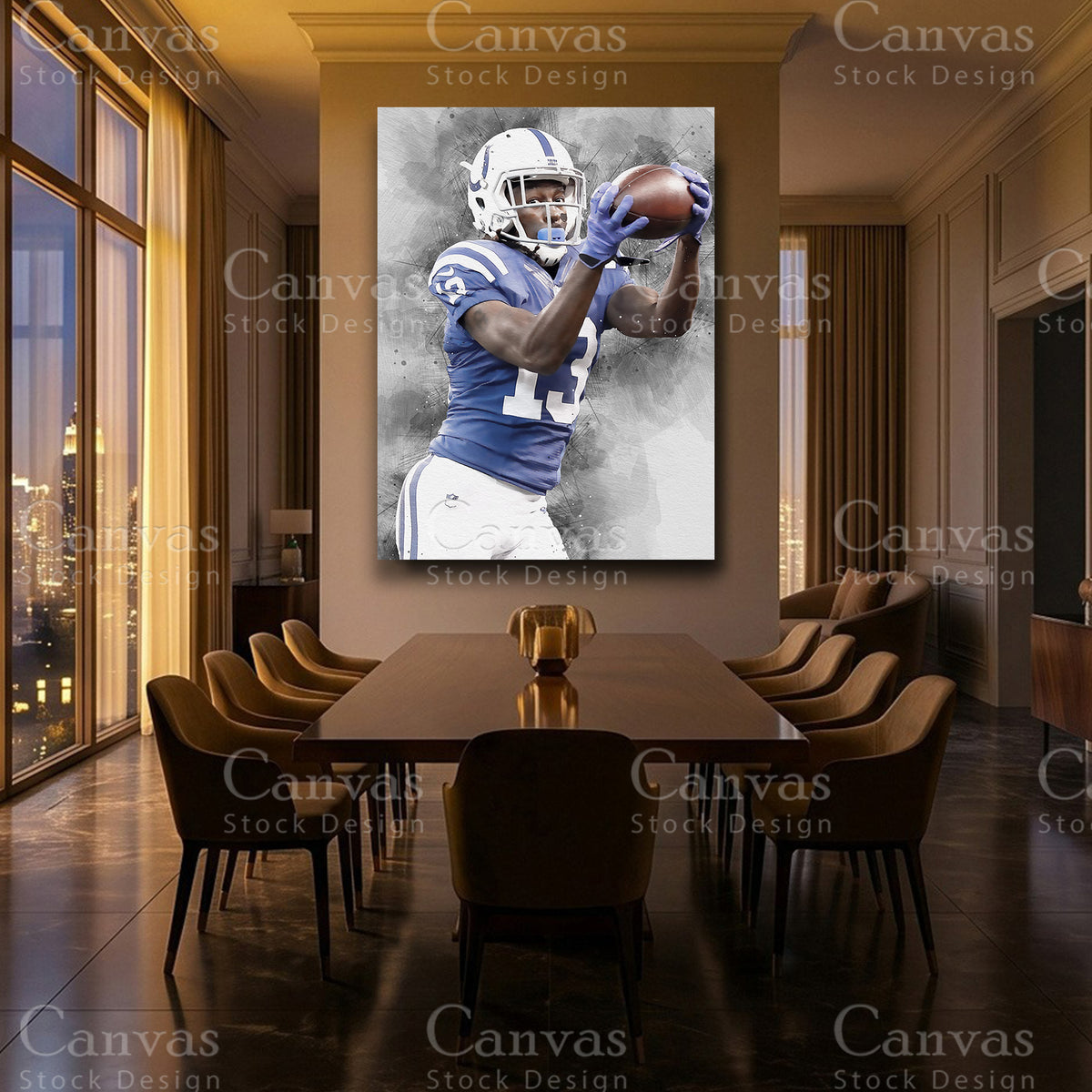 TY Hilton football wall art with black floating frame
