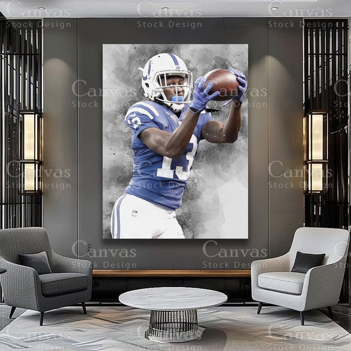TY Hilton luxury football canvas art