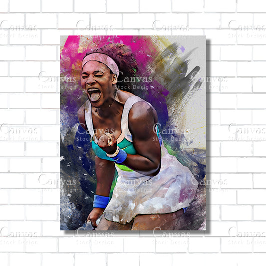 Serena Willams Canvas Frame, Kids Wall Decor, Tennis Fan, Man Cave Gift for Him - Her, Sports Canvas Wall Art