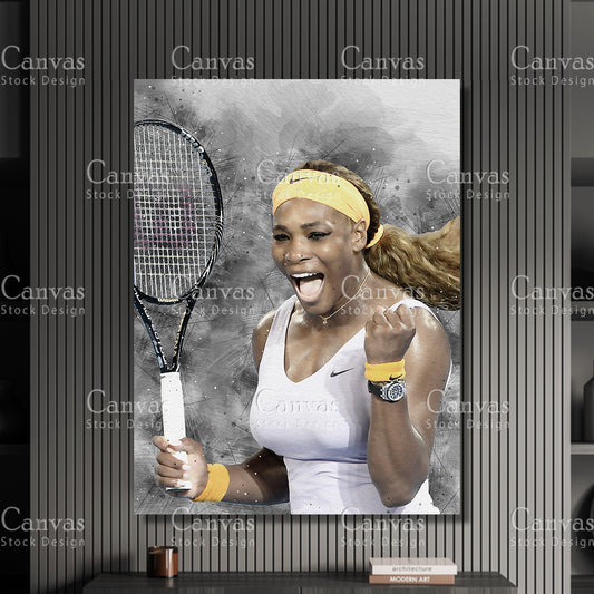 Serena Willams Canvas Frame, Kids Wall Decor, Tennis Fan, Man Cave Gift for Him - Her, Sports Canvas Wall Art